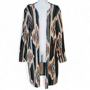 GLITZY GIRLZ Cardigan Southwestern Tribal Open Front Pockets Sz XL  Long Sleeve